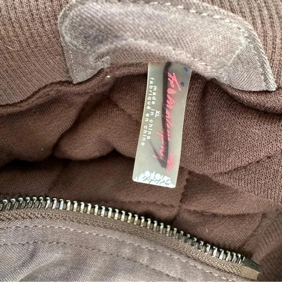 NNWT Free People Padded Cropped Bomber Jacket Dark Gray Black XL - Picture 3 of 8